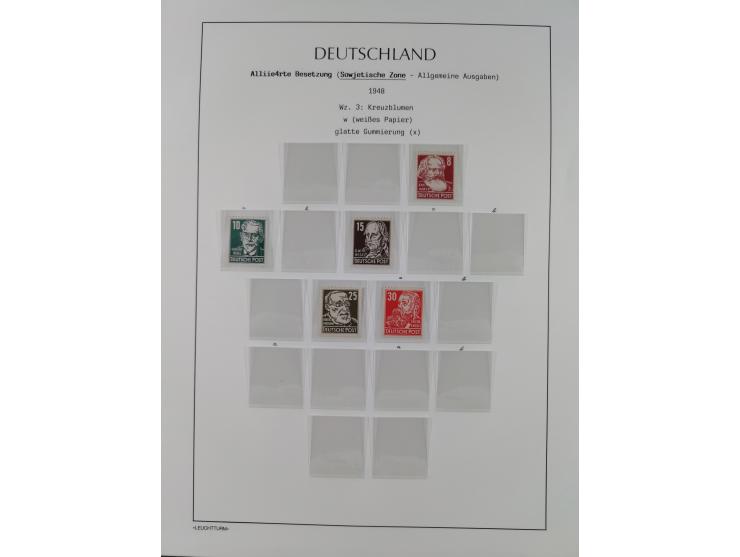 1945/49, meist postfrische Sammlung, dabei viele komplette Ausgaben, u.a. Mi.-Nr. 95AXatUs (2), Bl. 1x Bogenecke, Bl. 3-5, Bl
