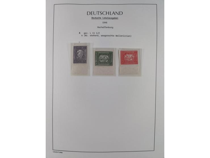 1945/46, postfrische Sammlung mit vielen kompletten Ausgaben und Blocks, dabei Finsterwalde, Großräschen, Glauchau, Meißen, O