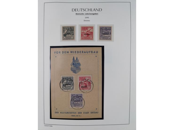 1945/46, postfrische Sammlung mit vielen kompletten Ausgaben und Blocks, dabei Finsterwalde, Großräschen, Glauchau, Meißen, O