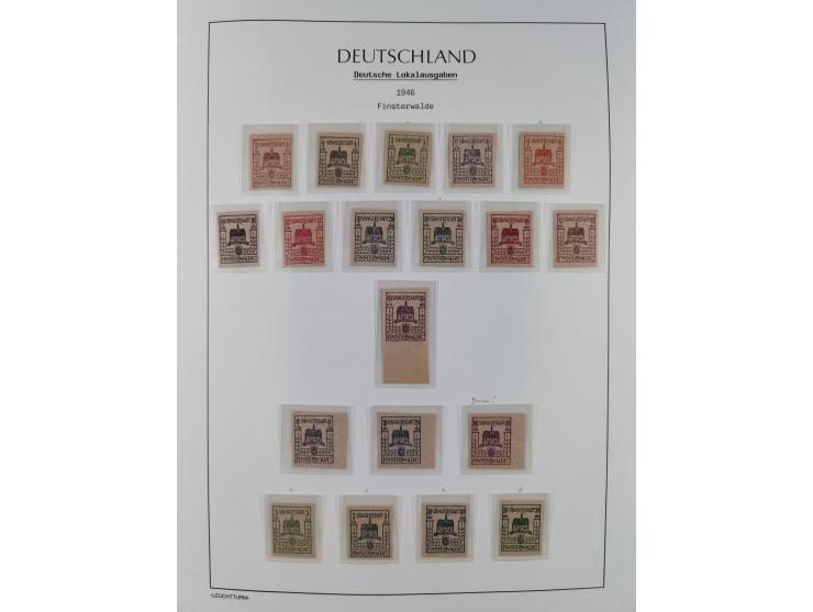 1945/46, postfrische Sammlung mit vielen kompletten Ausgaben und Blocks, dabei Finsterwalde, Großräschen, Glauchau, Meißen, O