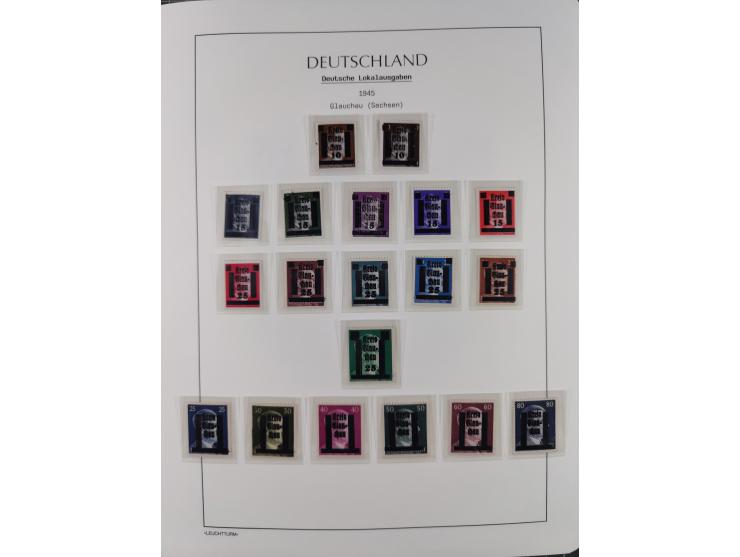 1945/46, postfrische Sammlung mit vielen kompletten Ausgaben und Blocks, dabei Finsterwalde, Großräschen, Glauchau, Meißen, O