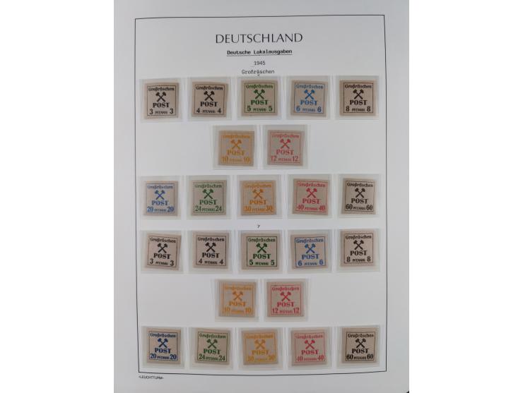 1945/46, postfrische Sammlung mit vielen kompletten Ausgaben und Blocks, dabei Finsterwalde, Großräschen, Glauchau, Meißen, O