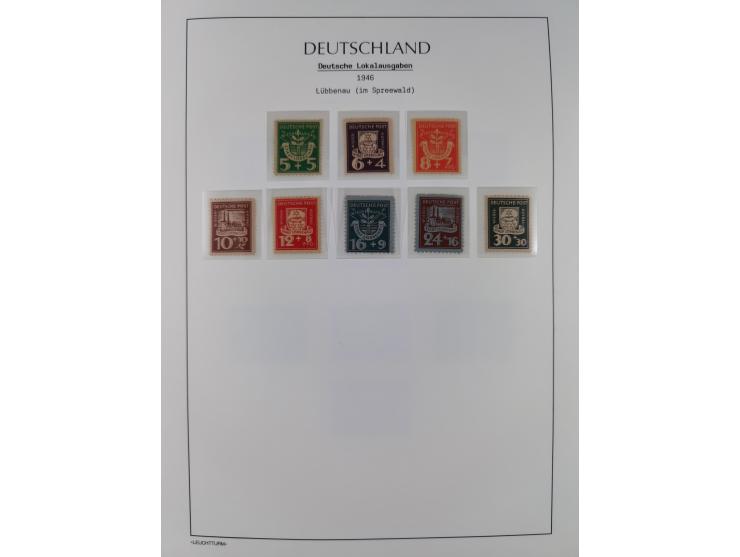 1945/46, postfrische Sammlung mit vielen kompletten Ausgaben und Blocks, dabei Finsterwalde, Großräschen, Glauchau, Meißen, O