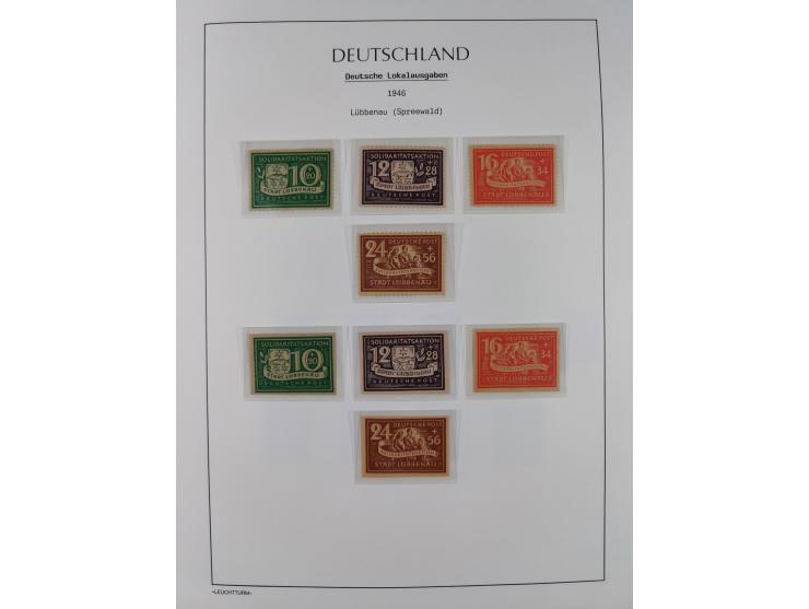1945/46, postfrische Sammlung mit vielen kompletten Ausgaben und Blocks, dabei Finsterwalde, Großräschen, Glauchau, Meißen, O