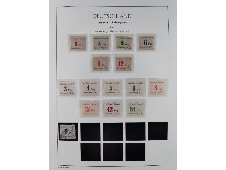 1945/46, postfrische Sammlung mit vielen kompletten Ausgaben und Blocks, dabei Finsterwalde, Großräschen, Glauchau, Meißen, O