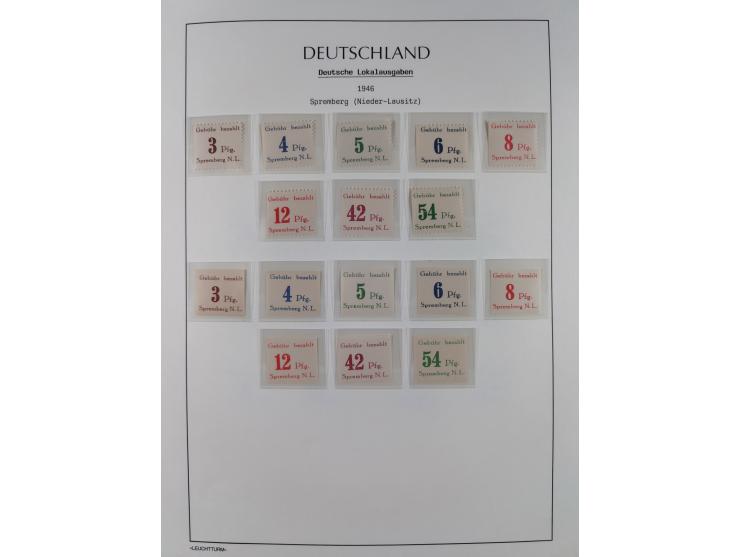 1945/46, postfrische Sammlung mit vielen kompletten Ausgaben und Blocks, dabei Finsterwalde, Großräschen, Glauchau, Meißen, O
