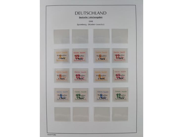 1945/46, postfrische Sammlung mit vielen kompletten Ausgaben und Blocks, dabei Finsterwalde, Großräschen, Glauchau, Meißen, O