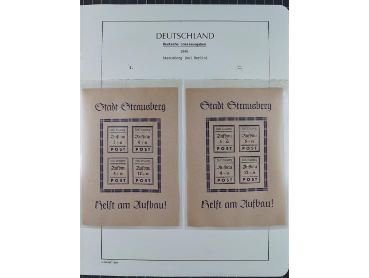 1945/46, postfrische Sammlung mit vielen kompletten Ausgaben und Blocks, dabei Finsterwalde, Großräschen, Glauchau, Meißen, O