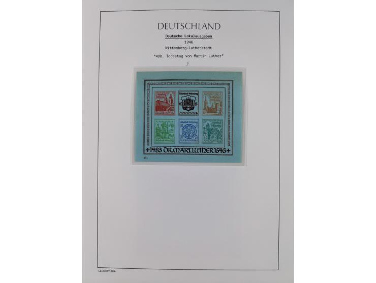 1945/46, postfrische Sammlung mit vielen kompletten Ausgaben und Blocks, dabei Finsterwalde, Großräschen, Glauchau, Meißen, O