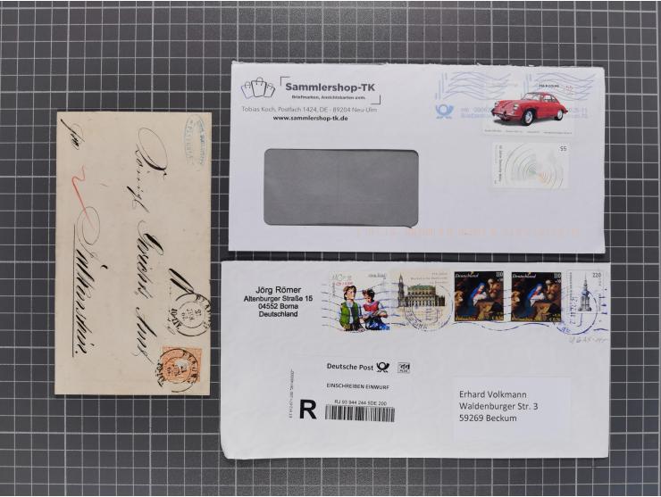 1834/2000 (ca.), Sammlung mit hunderten von Briefen und Karten ab Vorphila mit vielen besseren Einzel- und Mehrfachfrankature