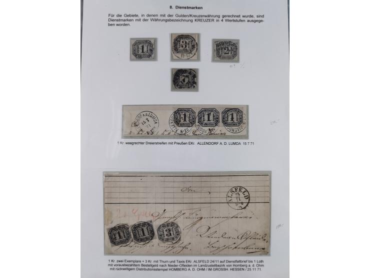 1871, DIENSTMARKEN-REICHSPOST-VORLÄUFER, ausstellungsmäßig aufgezogene kleine Spezialsammlung mit insgesamt 18 Belegen sowie 