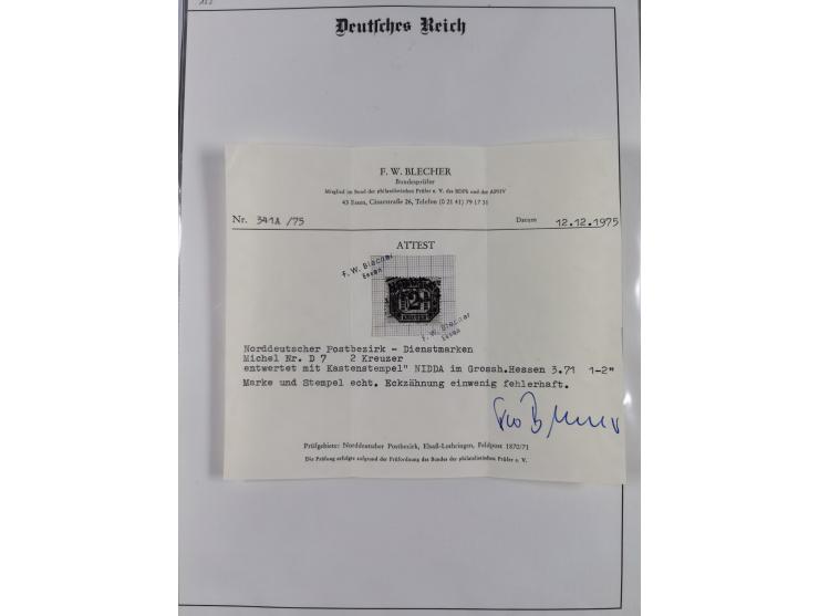 1871, DIENSTMARKEN-REICHSPOST-VORLÄUFER, ausstellungsmäßig aufgezogene kleine Spezialsammlung mit insgesamt 18 Belegen sowie 