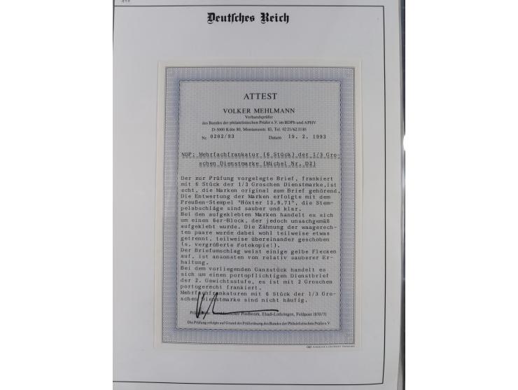 1871, DIENSTMARKEN-REICHSPOST-VORLÄUFER, ausstellungsmäßig aufgezogene kleine Spezialsammlung mit insgesamt 18 Belegen sowie 