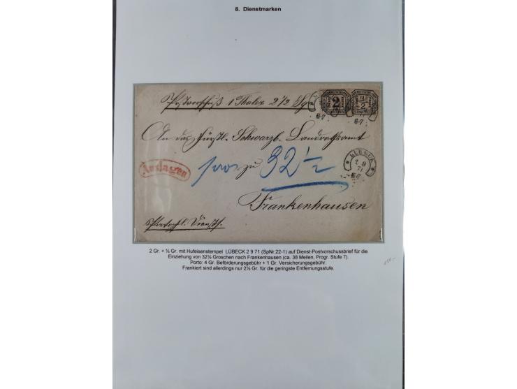1871, DIENSTMARKEN-REICHSPOST-VORLÄUFER, ausstellungsmäßig aufgezogene kleine Spezialsammlung mit insgesamt 18 Belegen sowie 
