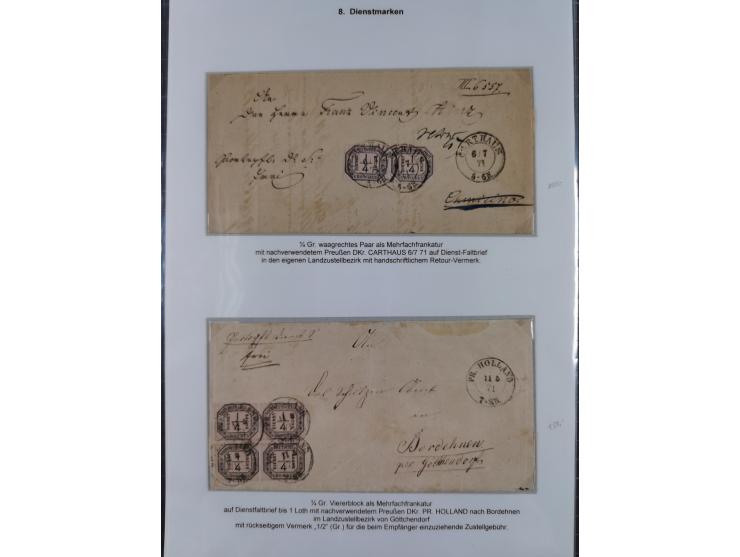 1871, DIENSTMARKEN-REICHSPOST-VORLÄUFER, ausstellungsmäßig aufgezogene kleine Spezialsammlung mit insgesamt 18 Belegen sowie 