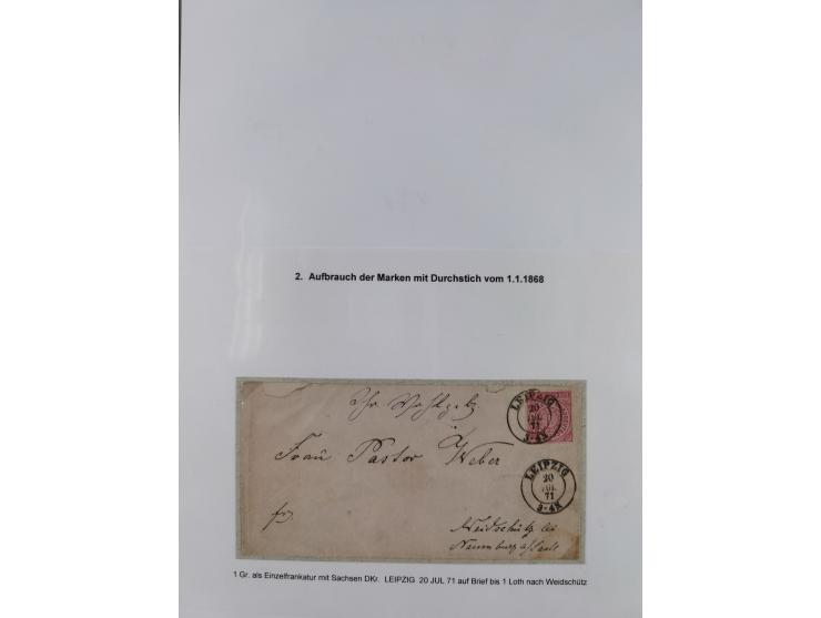 REICHSPOST-VORLÄUFER, ausstellungsmäßig aufgezogene Spezialsammlung von rund 120 Belegen und einigen losen Marken, Einheiten 