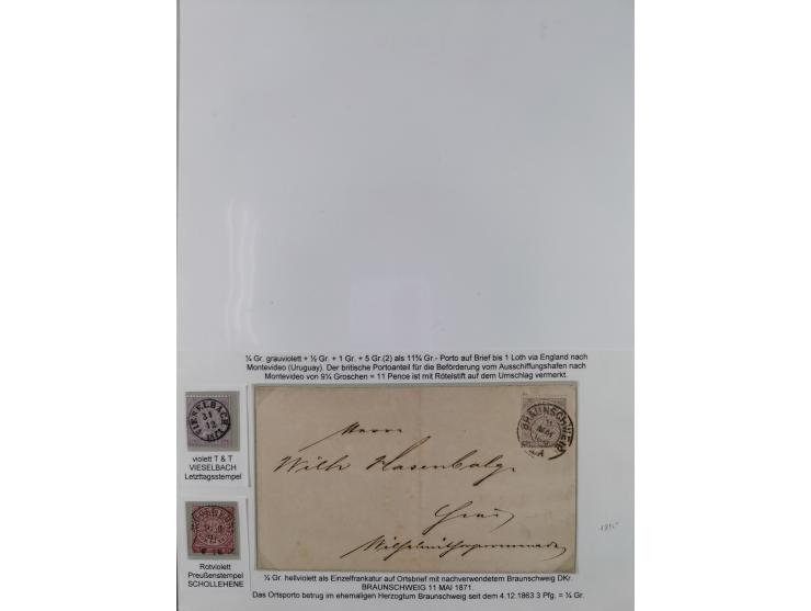 REICHSPOST-VORLÄUFER, ausstellungsmäßig aufgezogene Spezialsammlung von rund 120 Belegen und einigen losen Marken, Einheiten 