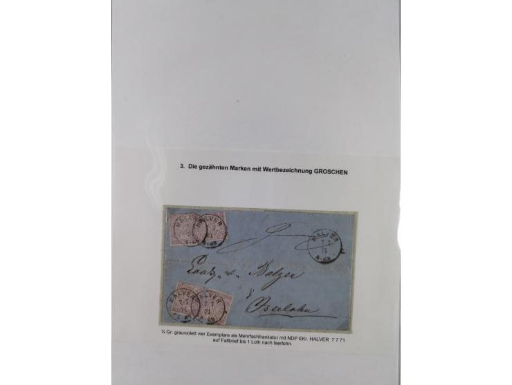 REICHSPOST-VORLÄUFER, ausstellungsmäßig aufgezogene Spezialsammlung von rund 120 Belegen und einigen losen Marken, Einheiten 