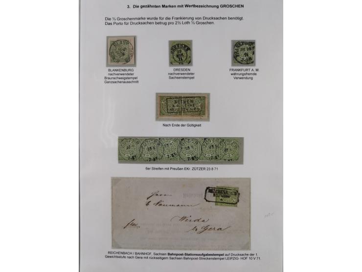 REICHSPOST-VORLÄUFER, ausstellungsmäßig aufgezogene Spezialsammlung von rund 120 Belegen und einigen losen Marken, Einheiten 