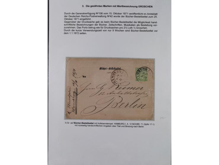 REICHSPOST-VORLÄUFER, ausstellungsmäßig aufgezogene Spezialsammlung von rund 120 Belegen und einigen losen Marken, Einheiten 