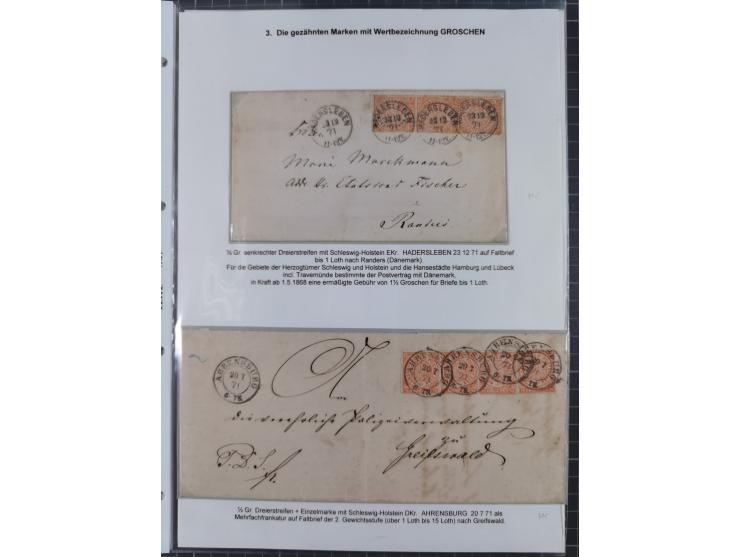 REICHSPOST-VORLÄUFER, ausstellungsmäßig aufgezogene Spezialsammlung von rund 120 Belegen und einigen losen Marken, Einheiten 