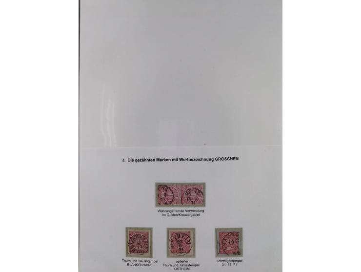 REICHSPOST-VORLÄUFER, ausstellungsmäßig aufgezogene Spezialsammlung von rund 120 Belegen und einigen losen Marken, Einheiten 