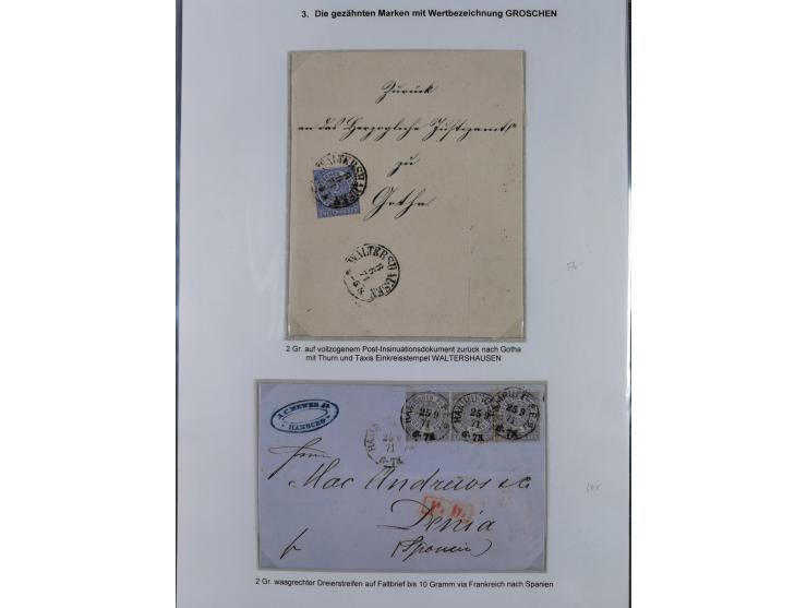 REICHSPOST-VORLÄUFER, ausstellungsmäßig aufgezogene Spezialsammlung von rund 120 Belegen und einigen losen Marken, Einheiten 