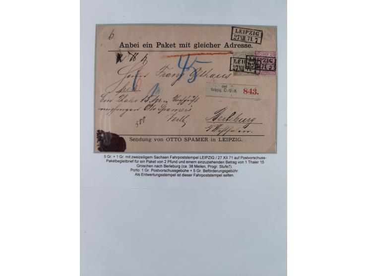 REICHSPOST-VORLÄUFER, ausstellungsmäßig aufgezogene Spezialsammlung von rund 120 Belegen und einigen losen Marken, Einheiten 