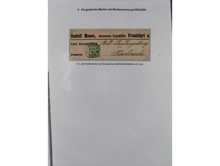 REICHSPOST-VORLÄUFER, ausstellungsmäßig aufgezogene Spezialsammlung von rund 120 Belegen und einigen losen Marken, Einheiten 