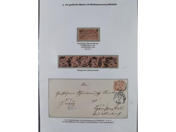 REICHSPOST-VORLÄUFER, ausstellungsmäßig aufgezogene Spezialsammlung von rund 120 Belegen und einigen losen Marken, Einheiten 