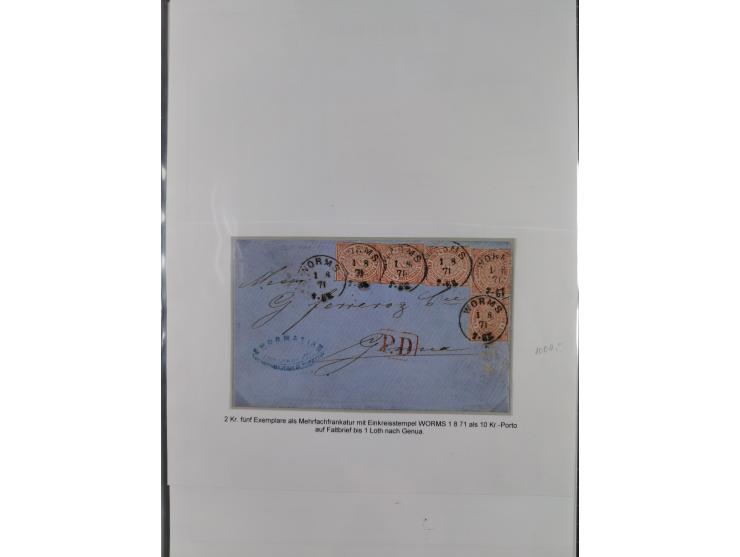 REICHSPOST-VORLÄUFER, ausstellungsmäßig aufgezogene Spezialsammlung von rund 120 Belegen und einigen losen Marken, Einheiten 