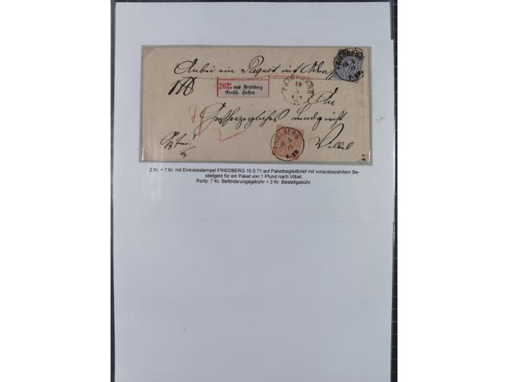 REICHSPOST-VORLÄUFER, ausstellungsmäßig aufgezogene Spezialsammlung von rund 120 Belegen und einigen losen Marken, Einheiten 