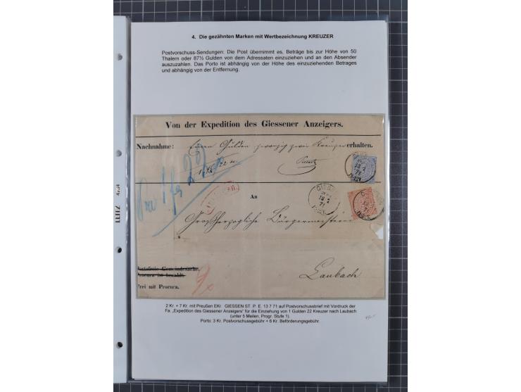 REICHSPOST-VORLÄUFER, ausstellungsmäßig aufgezogene Spezialsammlung von rund 120 Belegen und einigen losen Marken, Einheiten 