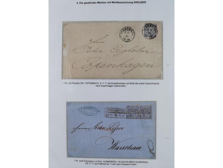 REICHSPOST-VORLÄUFER, ausstellungsmäßig aufgezogene Spezialsammlung von rund 120 Belegen und einigen losen Marken, Einheiten 