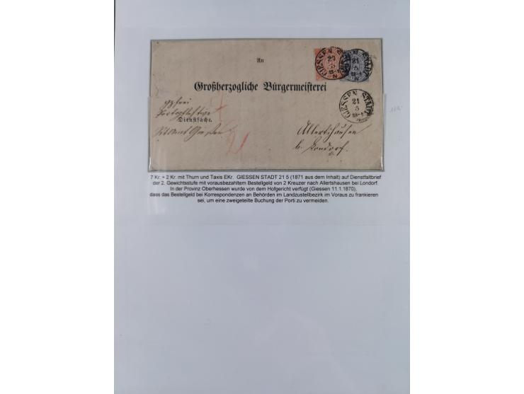 REICHSPOST-VORLÄUFER, ausstellungsmäßig aufgezogene Spezialsammlung von rund 120 Belegen und einigen losen Marken, Einheiten 