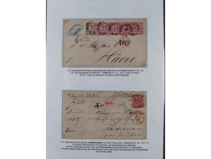 REICHSPOST-VORLÄUFER, ausstellungsmäßig aufgezogene Spezialsammlung von rund 120 Belegen und einigen losen Marken, Einheiten 