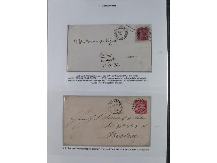 REICHSPOST-VORLÄUFER, ausstellungsmäßig aufgezogene Spezialsammlung von rund 120 Belegen und einigen losen Marken, Einheiten 