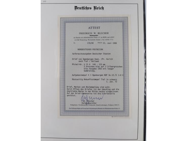 REICHSPOST-VORLÄUFER, ausstellungsmäßig aufgezogene Spezialsammlung von rund 120 Belegen und einigen losen Marken, Einheiten 