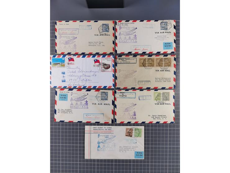 1937/2025 (ca.), Macau and taiwan accumulation of covers, noted a group of 1937 First Flights Macau-USA, etc., mostly in good