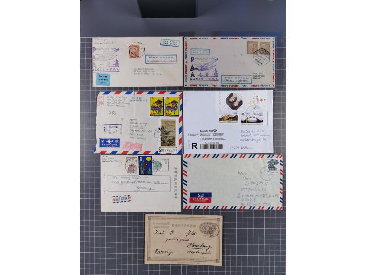 1937/2025 (ca.), Macau and taiwan accumulation of covers, noted a group of 1937 First Flights Macau-USA, etc., mostly in good