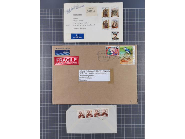 1937/2025 (ca.), Macau and taiwan accumulation of covers, noted a group of 1937 First Flights Macau-USA, etc., mostly in good