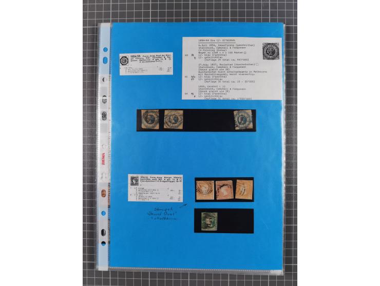 1854/1900, Collection on 16 self made album leaves, mostly used with good cancellations, starting 2 sh. dull blueish-green 18