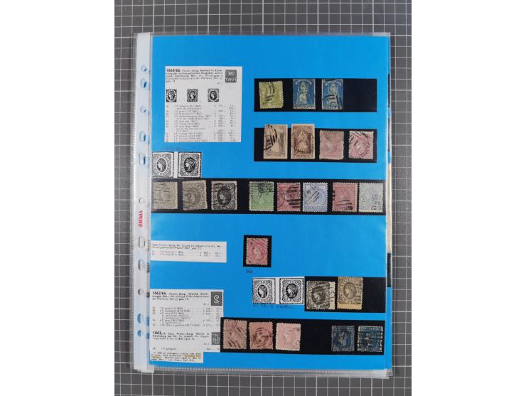 1854/1900, Collection on 16 self made album leaves, mostly used with good cancellations, starting 2 sh. dull blueish-green 18