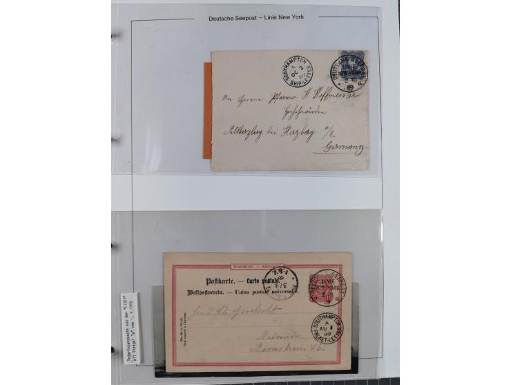 1889/91, Sammlung “DSP LINIE NEW YorK” mit Unterscheidungsbuchstaben &nbsp;“a” bis “l” mit 36 Briefen und GSK mit durchgehend