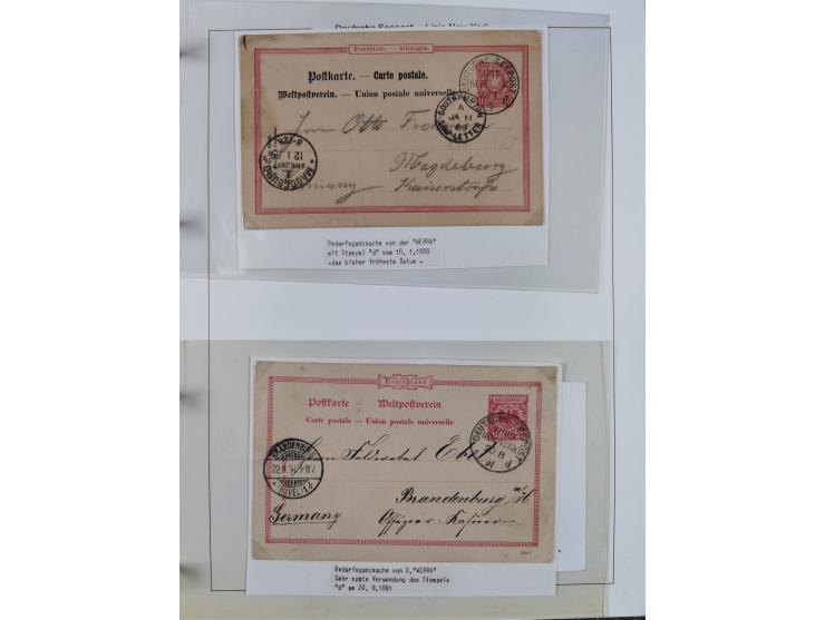 1889/91, Sammlung “DSP LINIE NEW YorK” mit Unterscheidungsbuchstaben &nbsp;“a” bis “l” mit 36 Briefen und GSK mit durchgehend