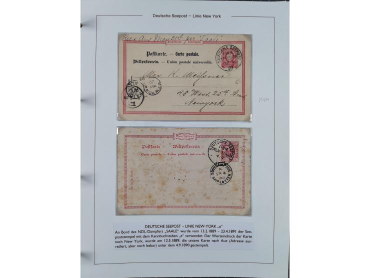 1889/91, Sammlung “DSP LINIE NEW YorK” mit Unterscheidungsbuchstaben &nbsp;“a” bis “l” mit 36 Briefen und GSK mit durchgehend