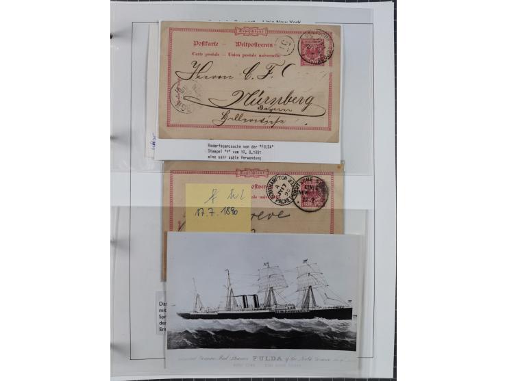 1889/91, Sammlung “DSP LINIE NEW YorK” mit Unterscheidungsbuchstaben &nbsp;“a” bis “l” mit 36 Briefen und GSK mit durchgehend