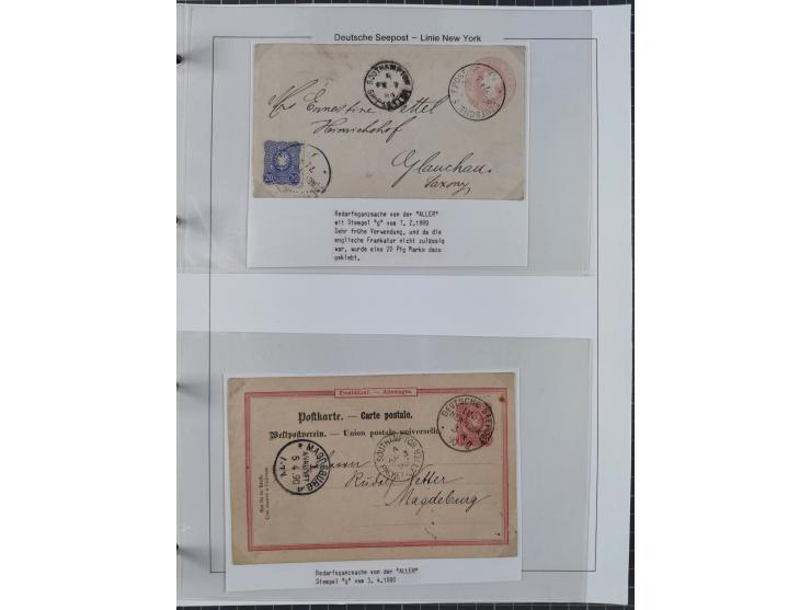 1889/91, Sammlung “DSP LINIE NEW YorK” mit Unterscheidungsbuchstaben &nbsp;“a” bis “l” mit 36 Briefen und GSK mit durchgehend