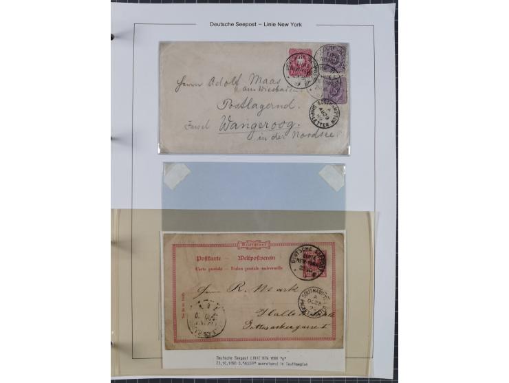 1889/91, Sammlung “DSP LINIE NEW YorK” mit Unterscheidungsbuchstaben &nbsp;“a” bis “l” mit 36 Briefen und GSK mit durchgehend