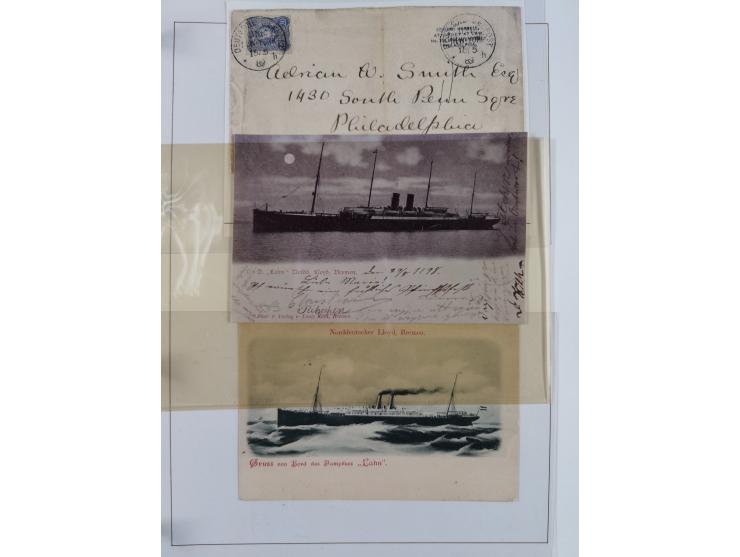 1889/91, Sammlung “DSP LINIE NEW YorK” mit Unterscheidungsbuchstaben &nbsp;“a” bis “l” mit 36 Briefen und GSK mit durchgehend